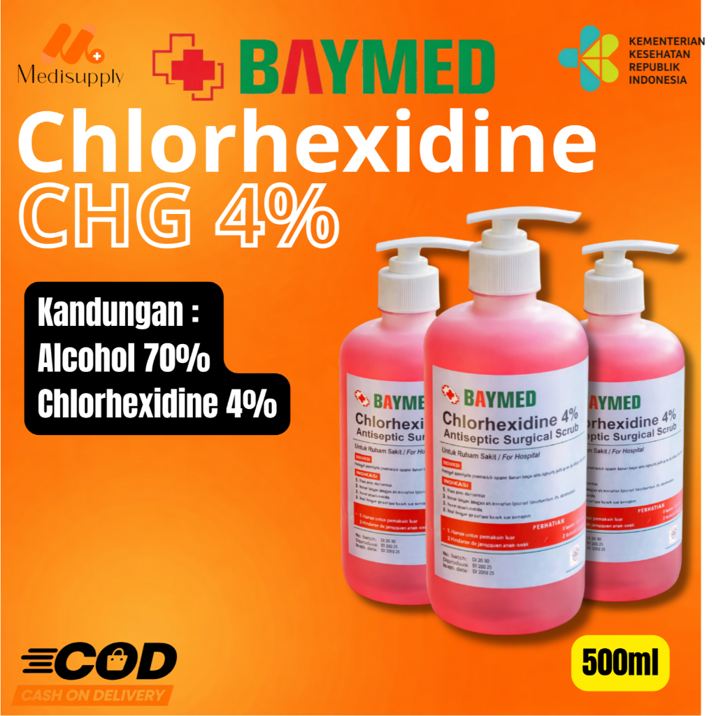 BAYMED Chlorhexidine 500ml - CHG 4% Handrub - Handwash - Handsanitizer