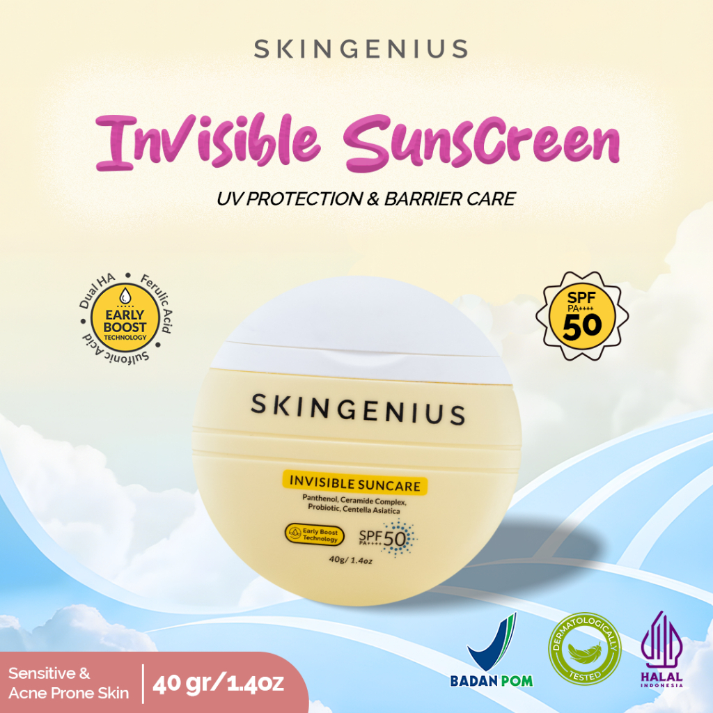SkinGenius Invisible Sunscreen SPF 50 PA+++ Untuk Kulit Sensitif dan Melindungi Kulit dari Sinar Mat