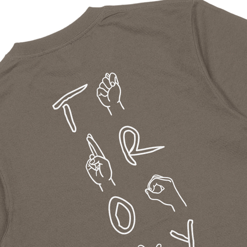 Troy Company Tshirt Maple Brown Sign Language - Kaos Lengan Pendek Kaos Coklat Maple MTD 3198