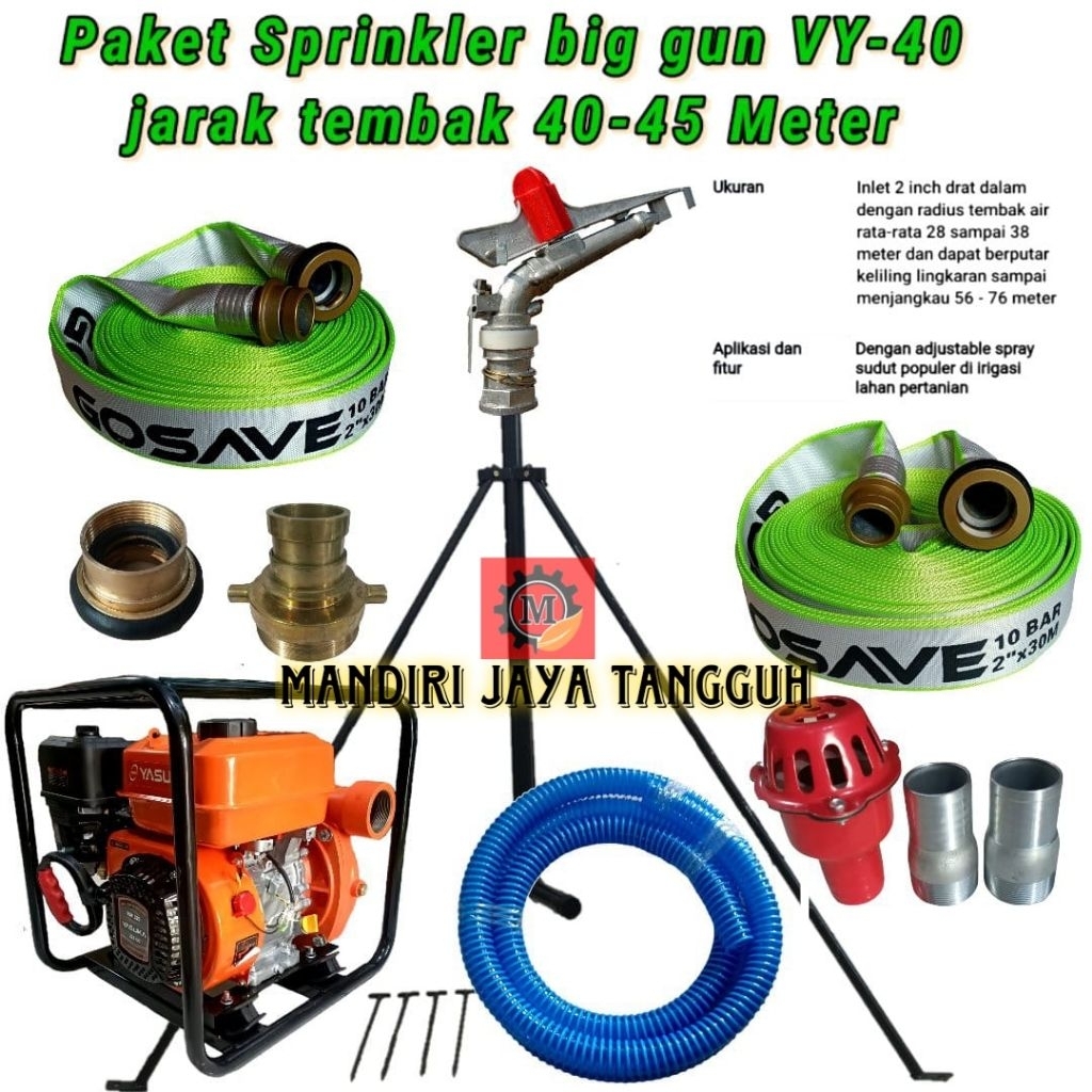 Sprinkler Big Gun Rain VY-40 2 Inch Komplit Pompa Pemadam Full Set Siap Pakai