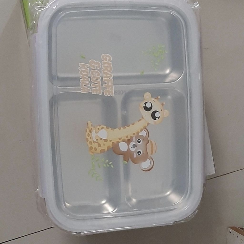 lunch box kotak makan kotak bekal gaya korea  jumbo sekat stainlesteel 6513 bekal sekolah