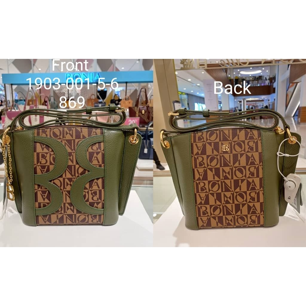 tas bonia original sling bag tabung bolbal monogram - hijau