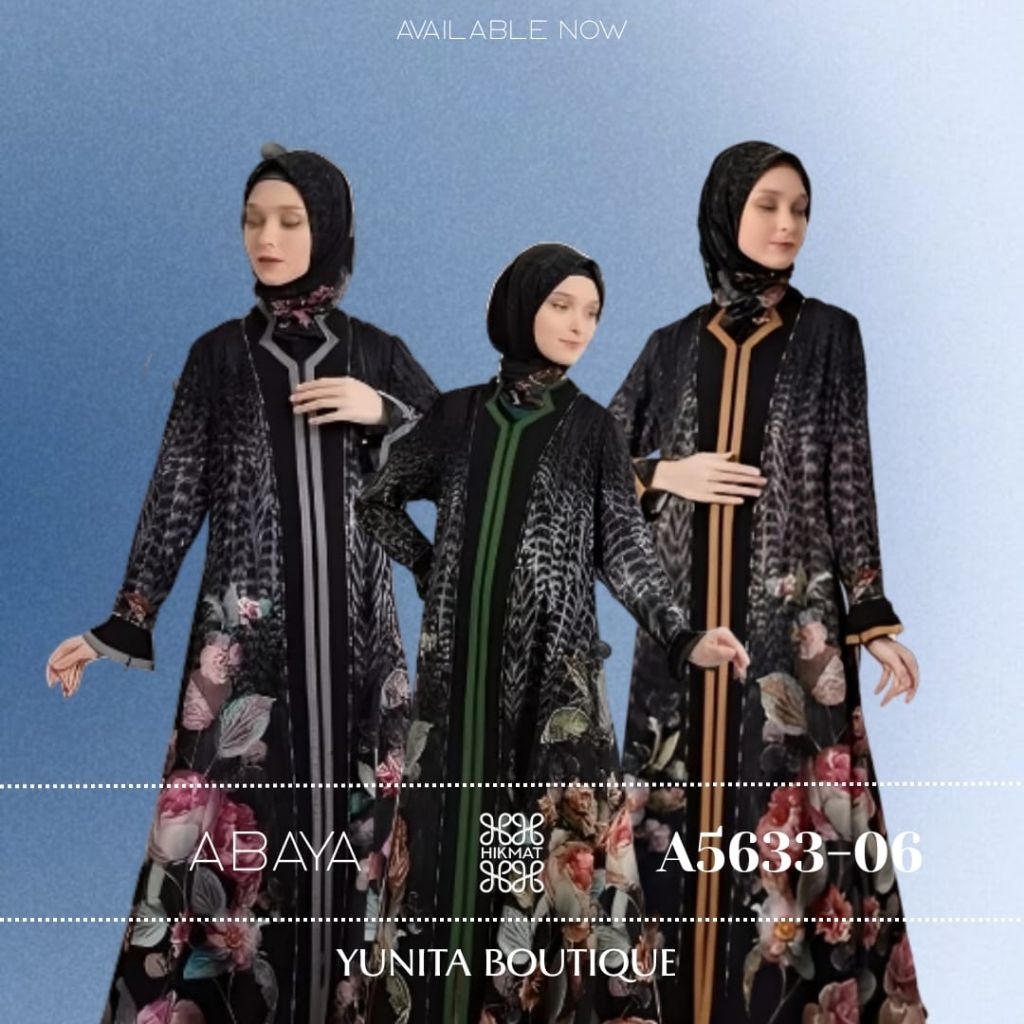 Terbaru Abaya Hikmat A5633-06 Green. grey dan gold Original