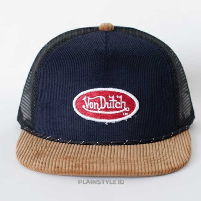 Topi Trucker Hat Snapback Corduroy Von Dutch Vintage Navy Coklat Pria & Wanita - [COD]