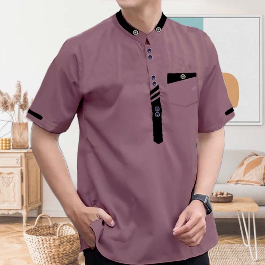 RANGGA 2- BAJU KOKO KURTA KATUN TOYOBO PREMIUM PRIA LENGAN PENDEK UKURAN M L XL XXL JUMBO ACARA LEBA