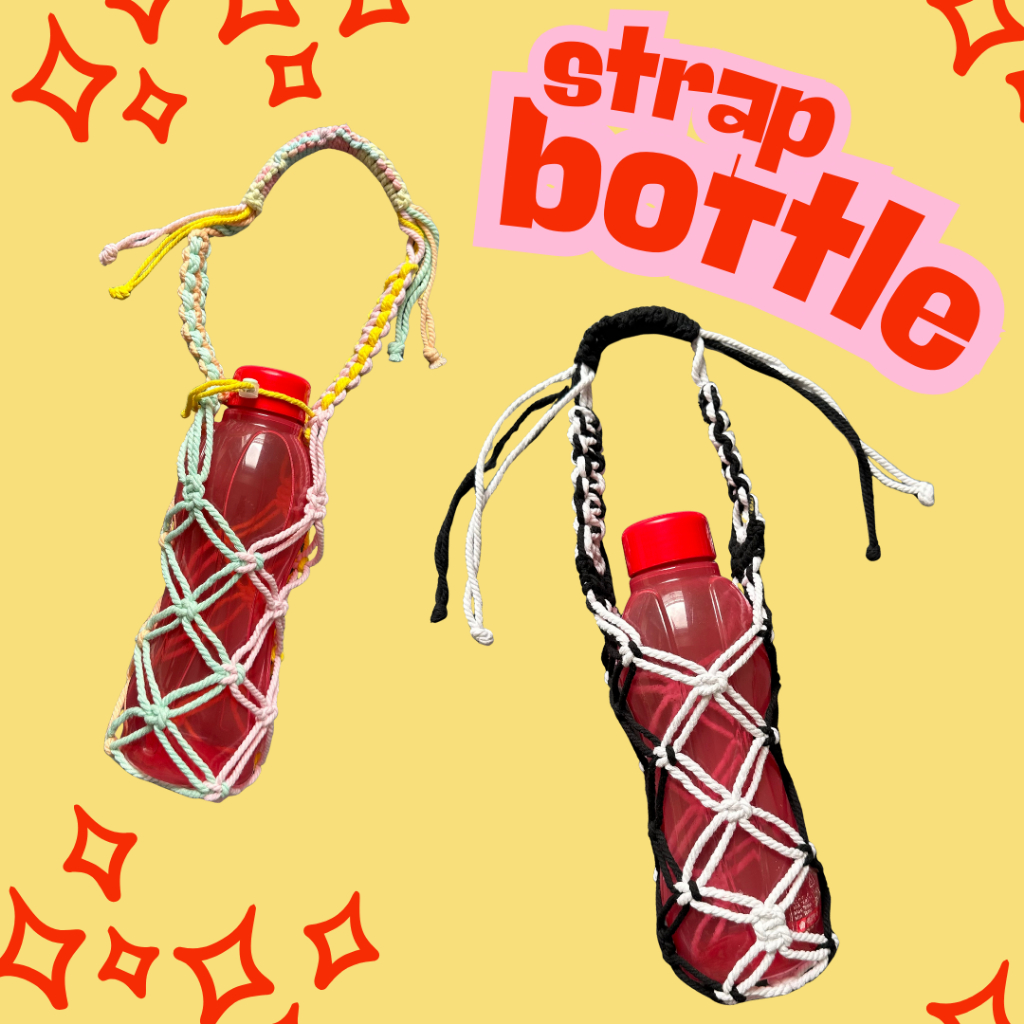NEW READY STRAP BOTTLE GANTUNGAN BOTOL MINUM TUMBLR 2 LITER MACRAME ADJUSTABLE HANDLE HANDS ON LUCU 
