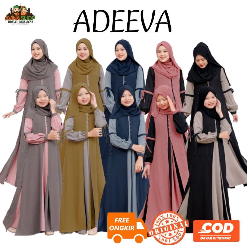 Gamis Couple ibu dan anak remaja/ Inner Dress + Outer + Pashmina / Set Gamis dan jilbab anak remaja 