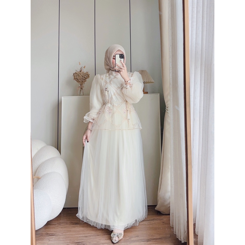 CANDY LADY Raisya Tile Maxi / Gamis Wanita Terbaru Dress Kondangan Premium Gamis Lebaran Bestseller