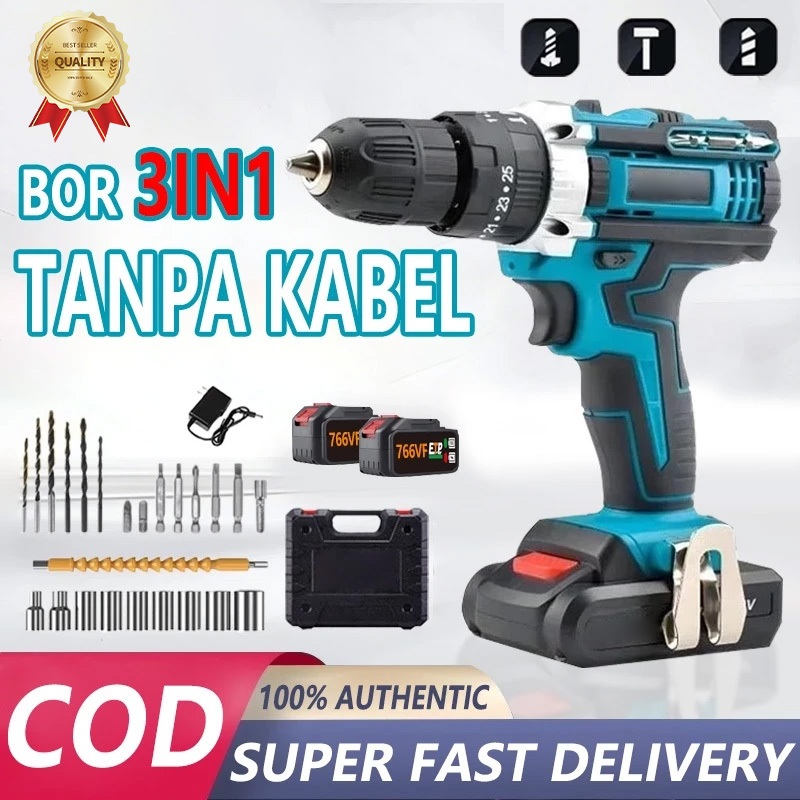 766VF Mesin Bor  baterai  cas 10mm listrik murah bor tangan baterai besi tembok Beton kayu  Cordless