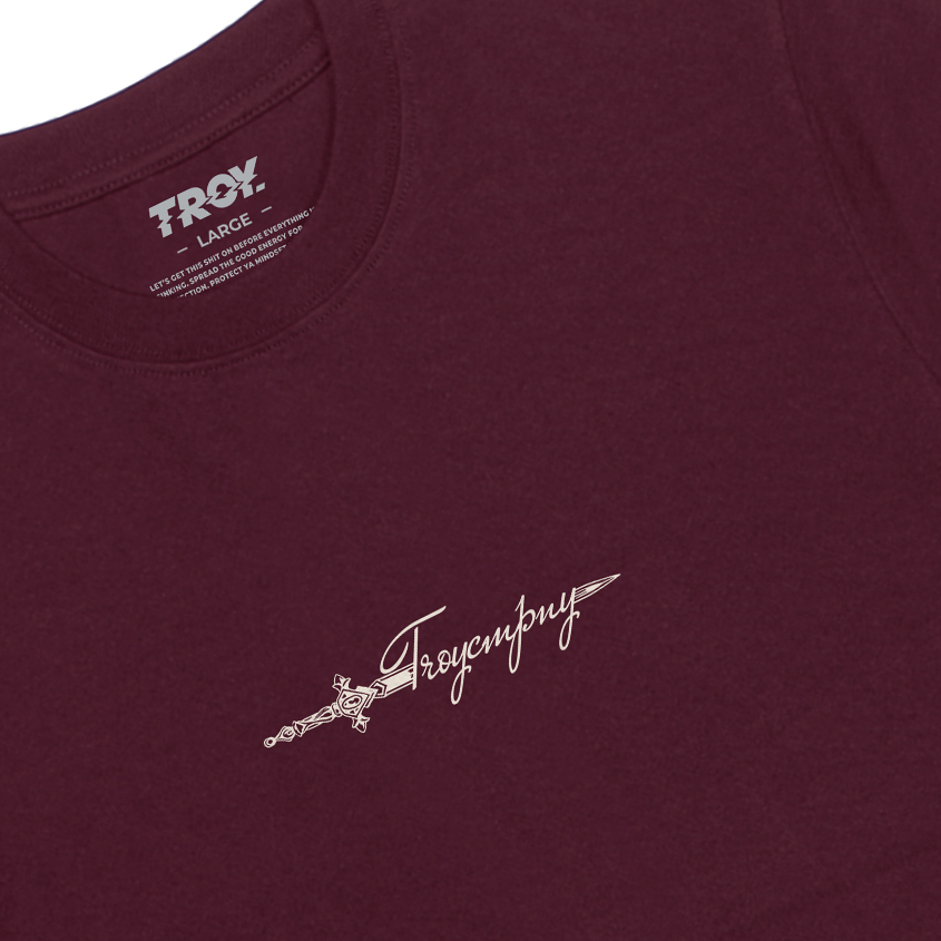 Troy Company Tshirt Maroon Sword - Kaos Lengan Pendek Kaos Merah Maroon MTD 3282