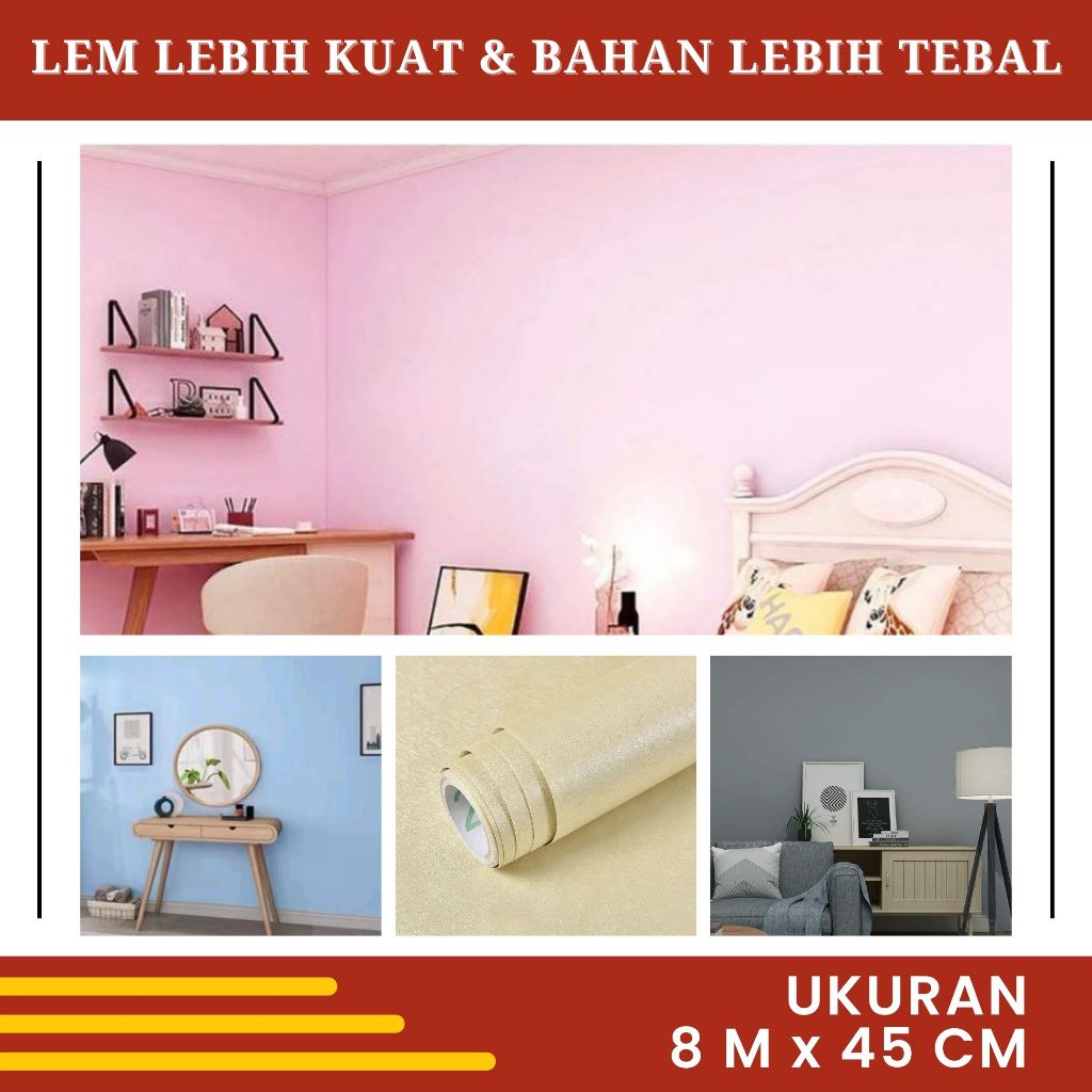 Wallpaper Dinding Pink Polos Walpaper Dinding Kamar Tidur Motif Polos Wallsticker Ruang Tamu Estetik