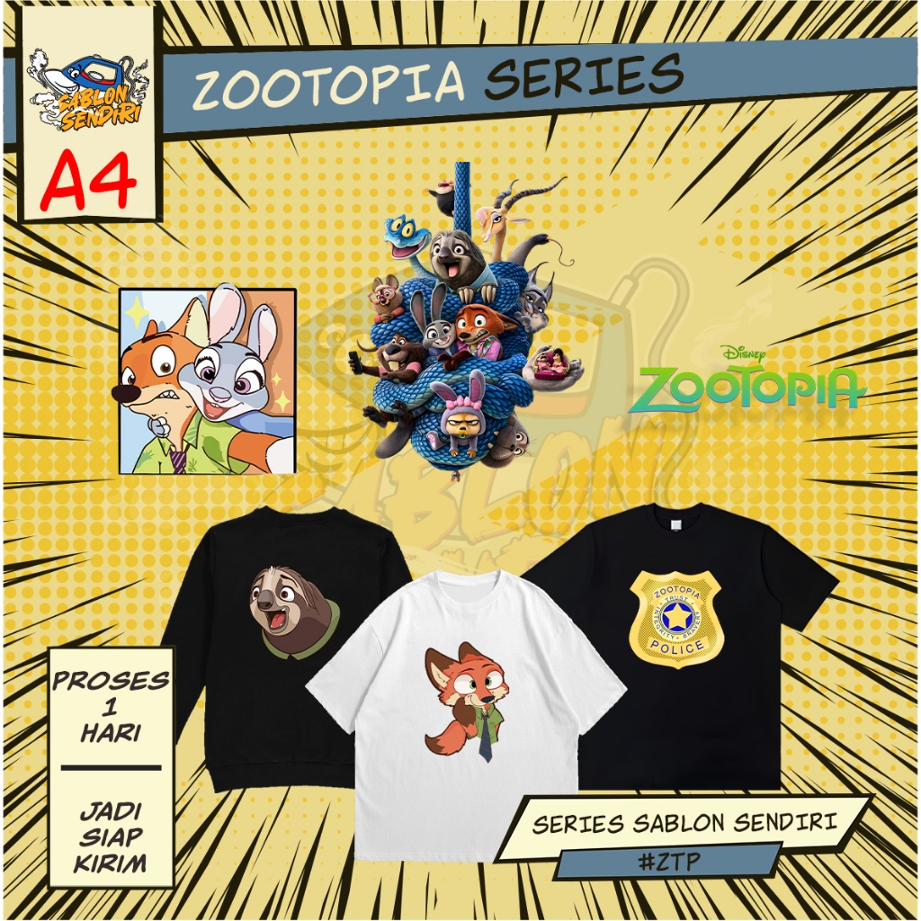 SABLON DTF - SABLON SETRIKA - ZOOTOPIA SERIES -  A4