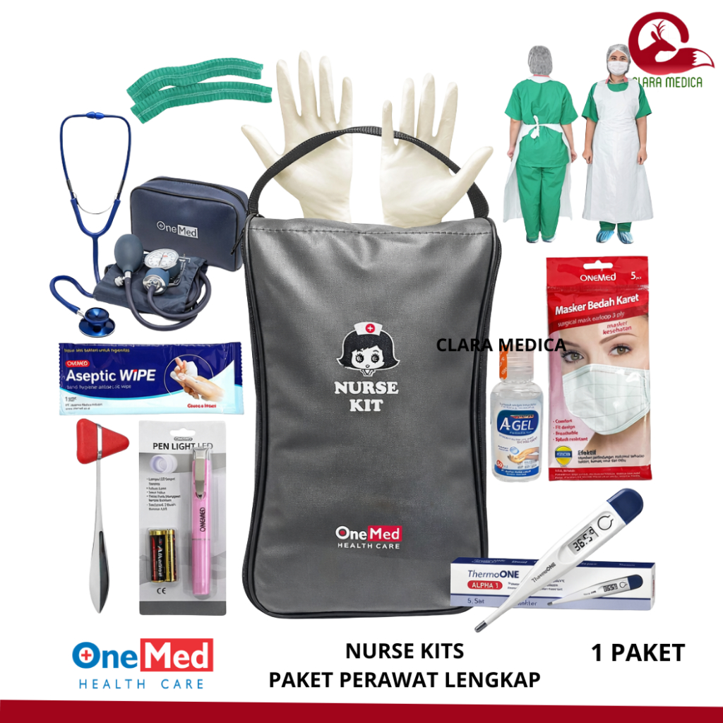Nurse Kit OneMed Original Lengkap Nursing Kit Perawat Tensi Aneroid Stetoskop Thermometer