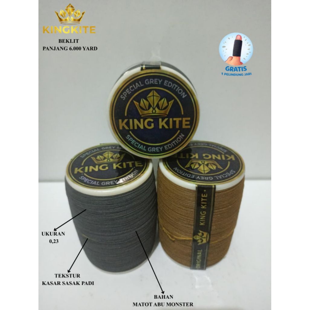 Gelasan Matot KINGKITE GREY 6000 yard bahan Abu Import