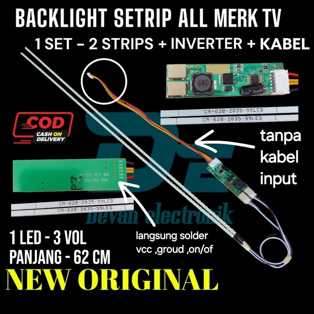 BACKLIGHT LED LIDI STRIP STRIPS UNIVERSAL MULTI PLUS INVERTER LAMPU TV BL KECIL SMD LED TV UNIVERSAL