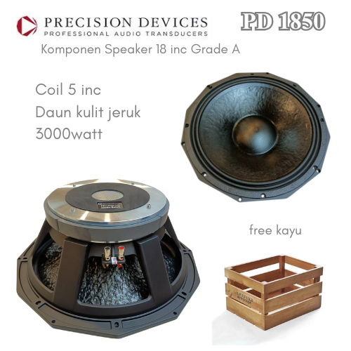 SPEAKER COMPONENT PRECISION DEVICES 18 INCH PD-1850 VOICE COIL 5'' GRADE A DAUN KULIT JERUK