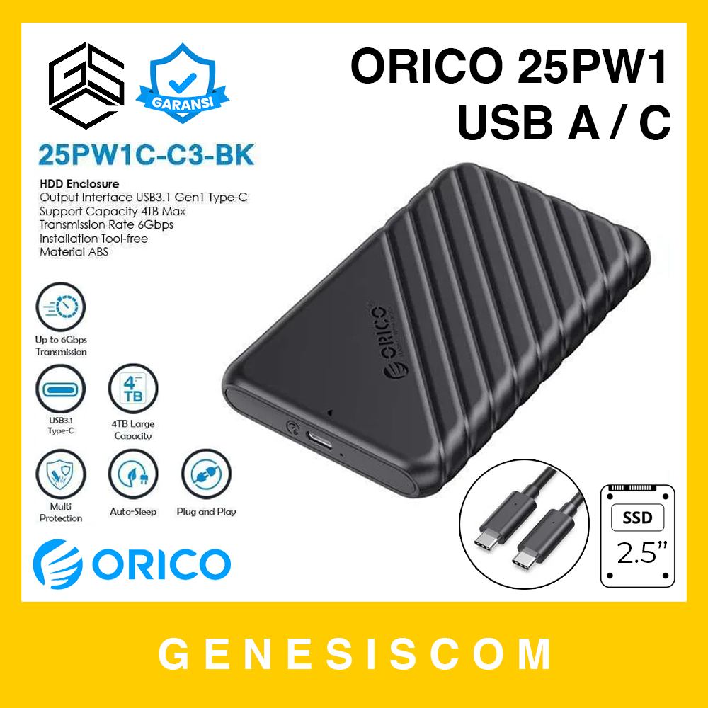 ORICO 25PW1-U3/C3 - Enclosure SATA 2.5" USB A / Type C HDD HD SSD Casing Case Dock Docking Harddisk 