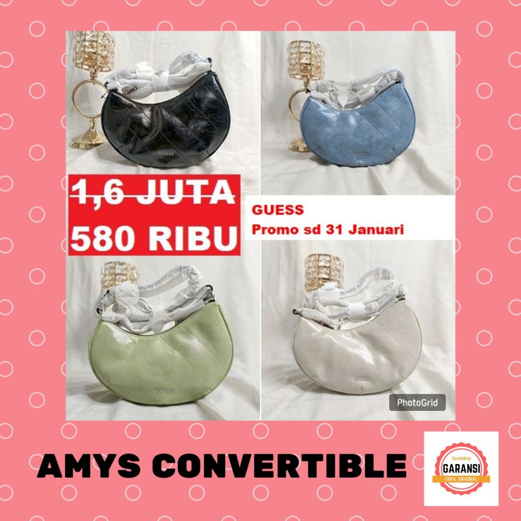 Tas selempang wanita sale GUESS seri AMYS CONVERTIBLE 100% original store