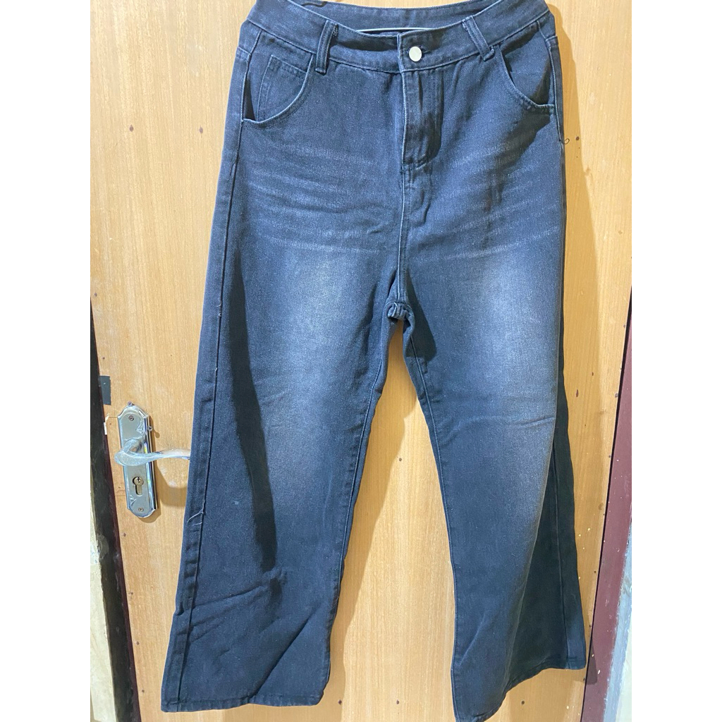 celana jeans baggy black abu
