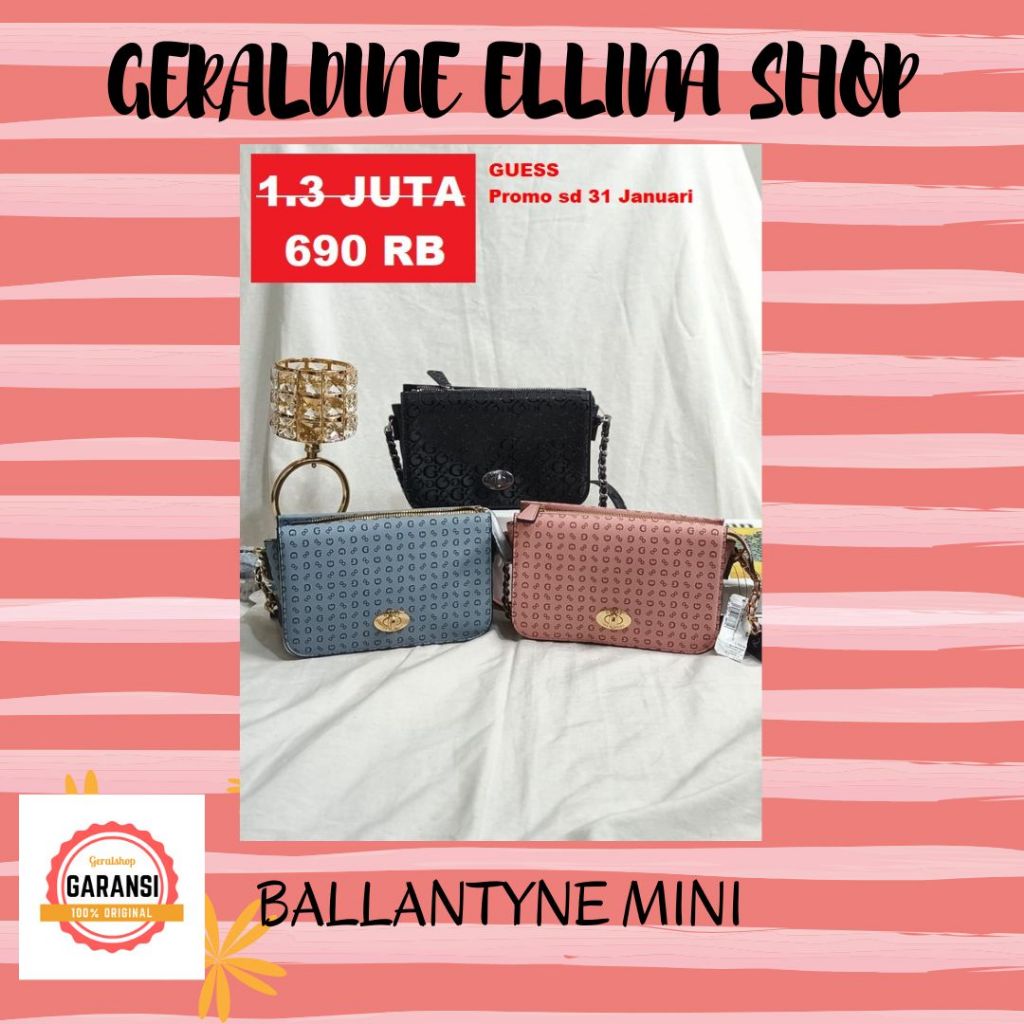 Tas Guess wanita sling bag ORIGINAL 100% sale BALLANTYNE MINI FLAP