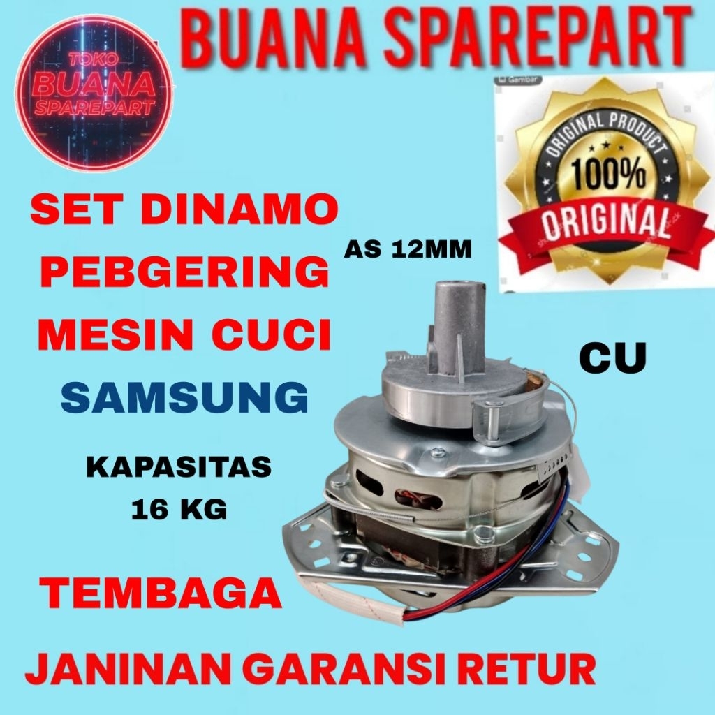 set pully dinamo pengering/spin mesin cuci samsung kapasitas 16kg as 12mm