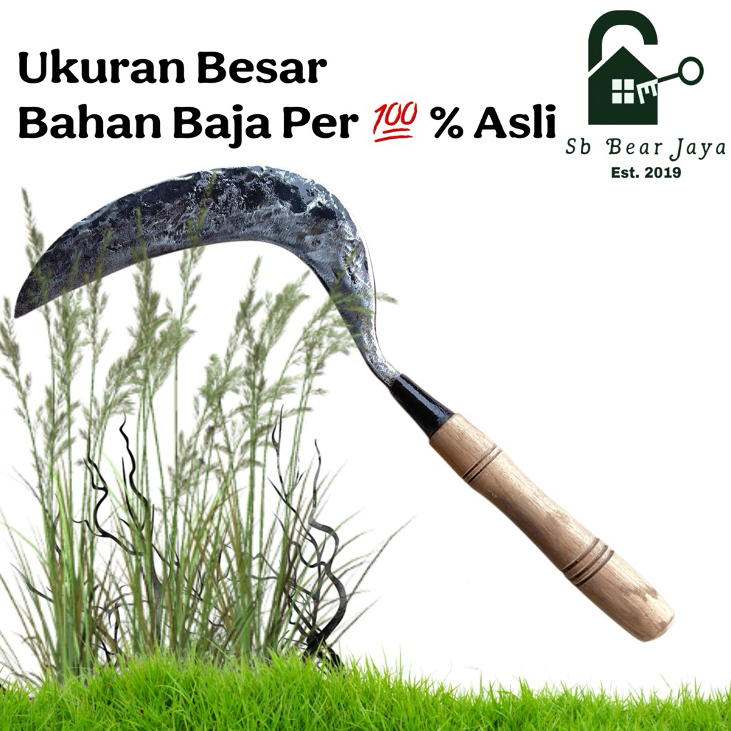 Besar Kuat Arit Sabit Bahan Baja Per Asli 100 % cocok Untuk Rumput Ranting Multifungsi