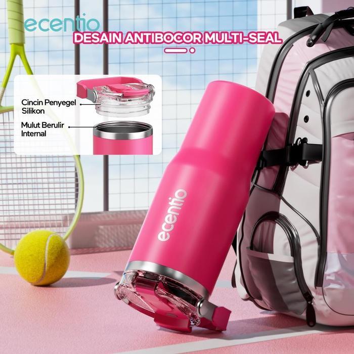 Ecentio-900ml stainless steel car cup with handle (pink)