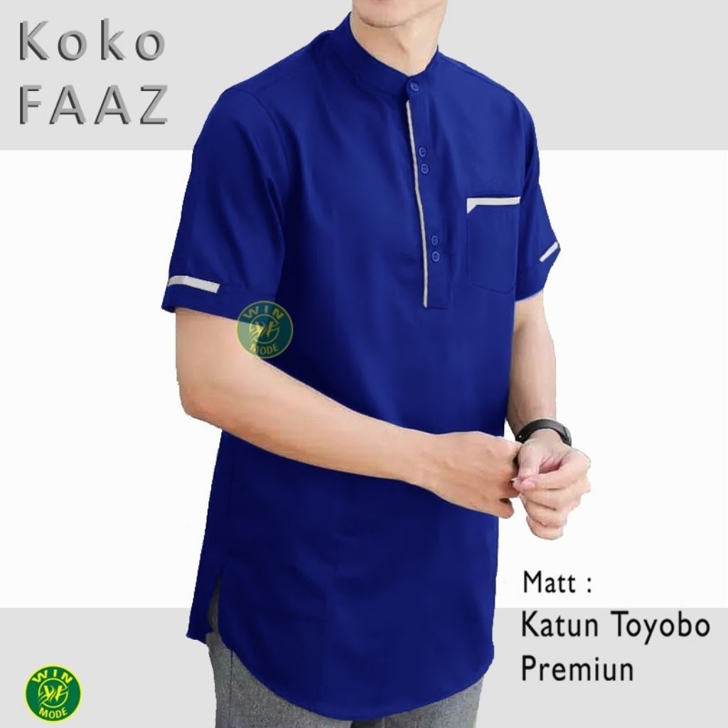 FARIZ - BAJU KOKO KURTA KATUN TOYOBO PREMIUM PRIA LENGAN PENDEK UKURAN M L XL XXL JUMBO ACARA LEBARA