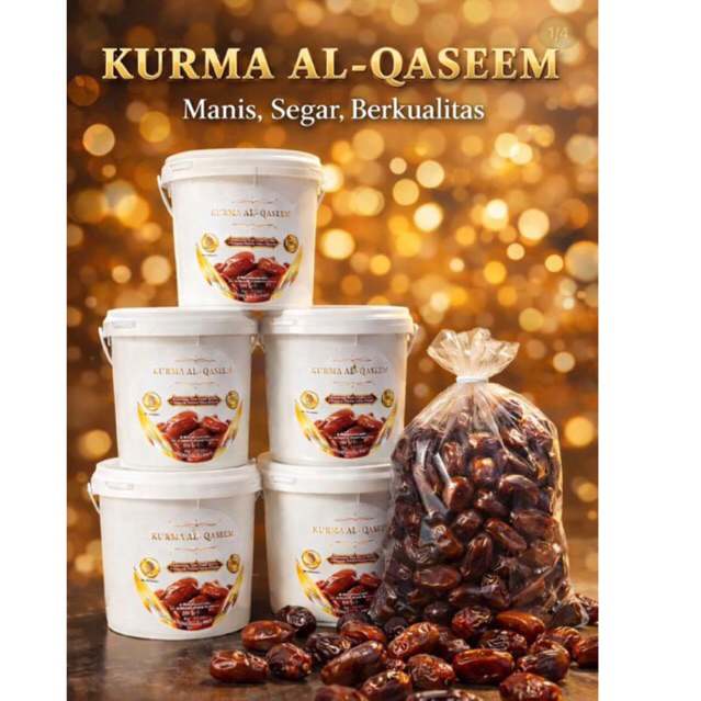 kurma Al-QASEEM kemasan ember mini/toples
