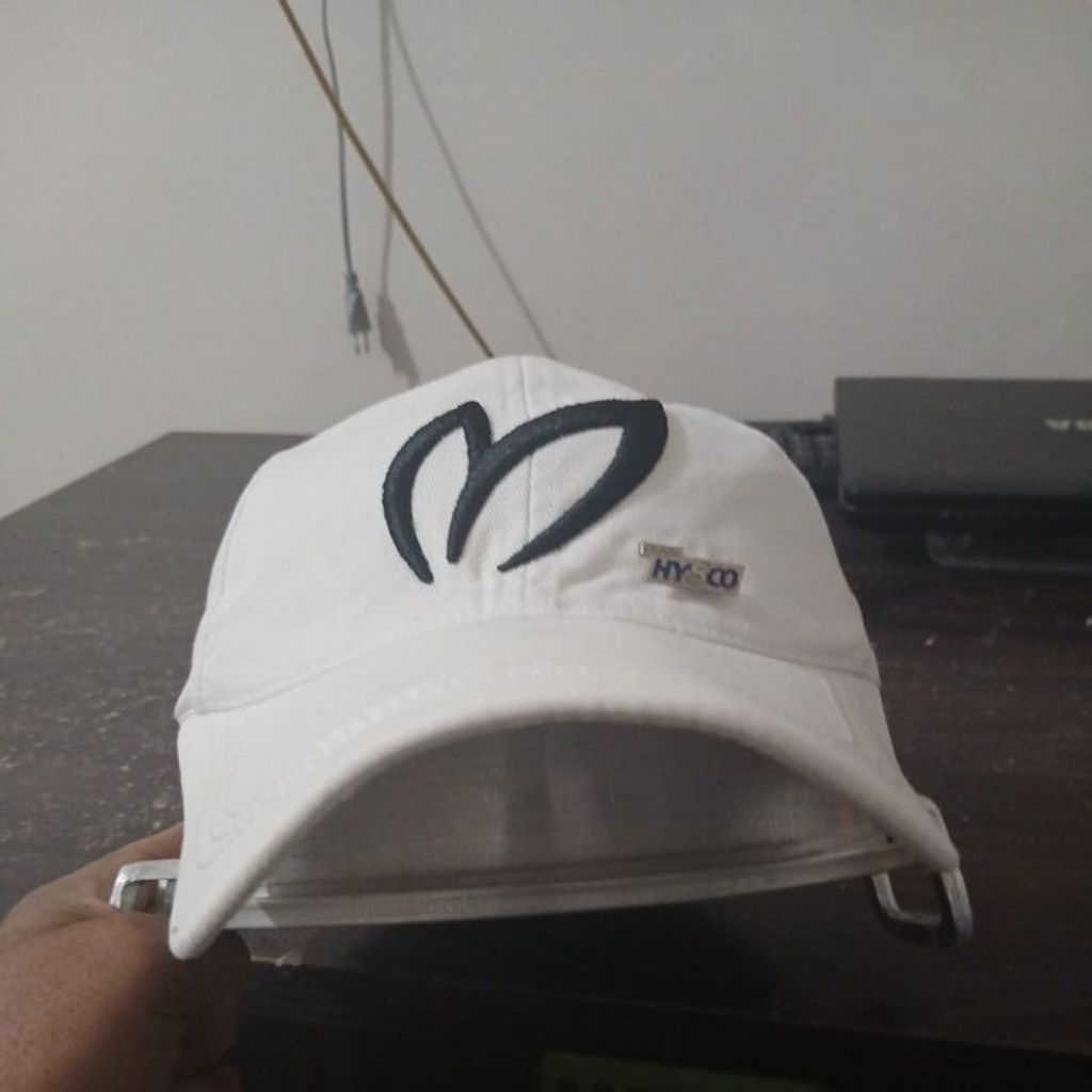 Topi katun denim warna putih logo bordir timbul MASTER BUNNY second Original allsize stelan besi emb