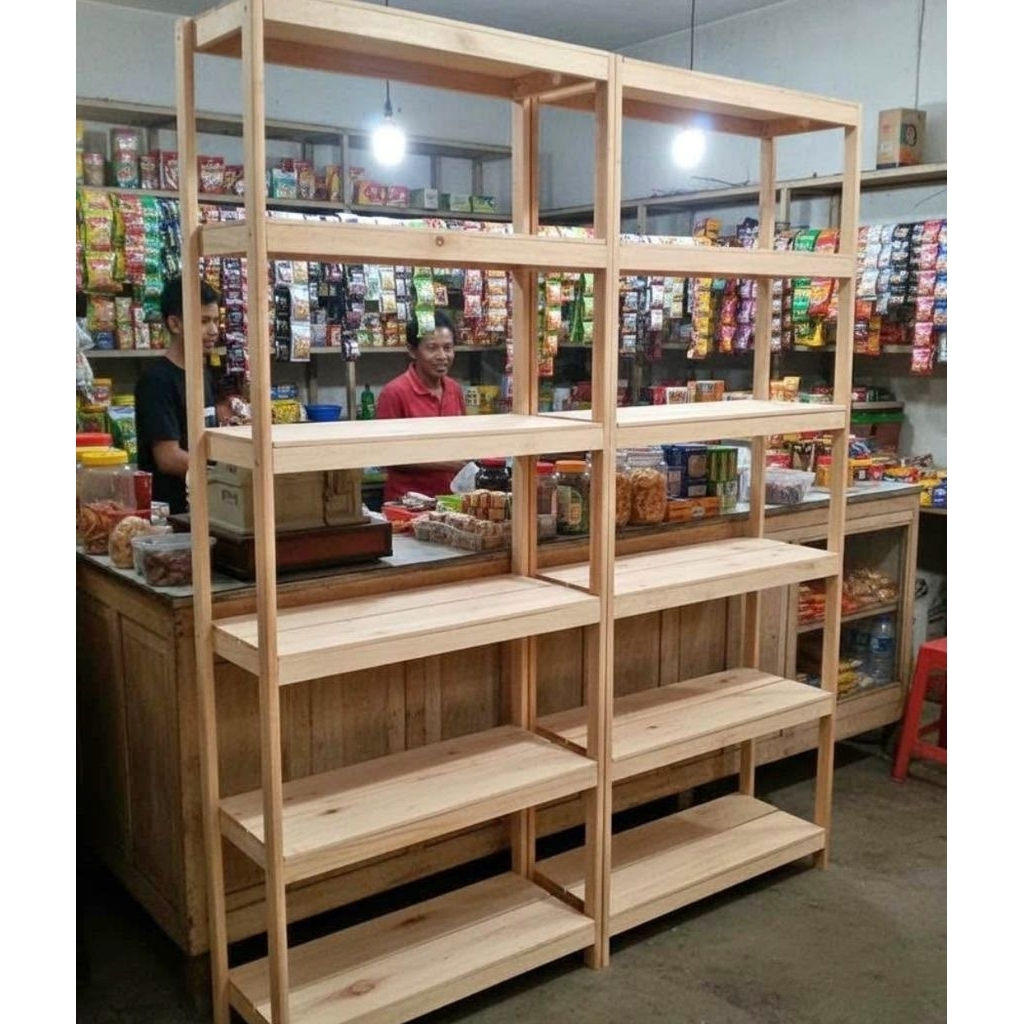 rak kayu rak susun rak serbaguna rak warung toko sembako rak dapur rak murah