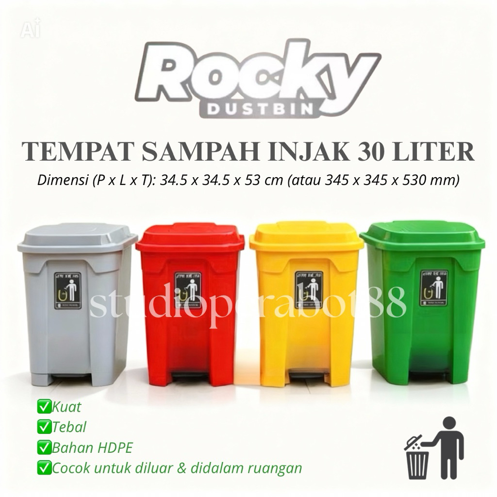 Tempat Sampah Injak 30 Liter Rocky / Tempat Sampah Medis