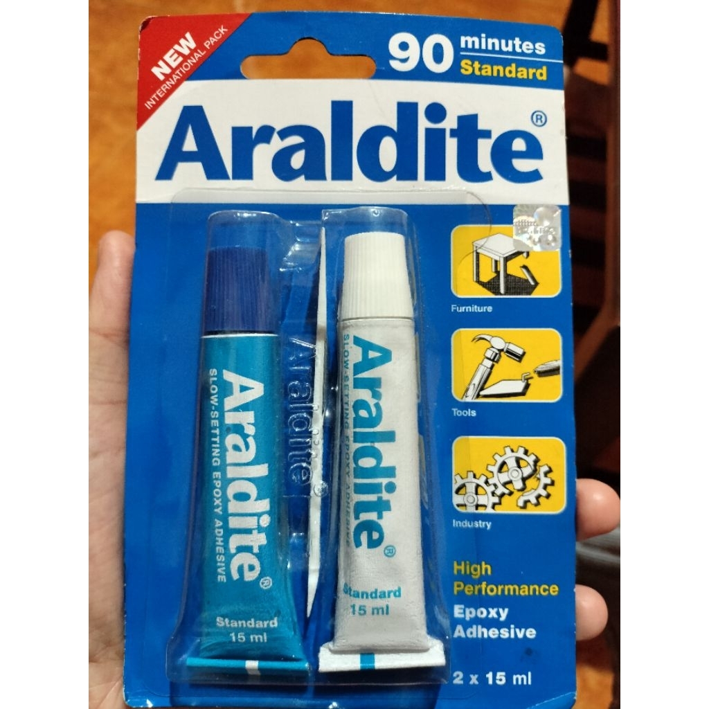 Lem Araldite Epoxy - Lem Super Kuat, Tahan Air, untuk Kayu, Logam, Plastik