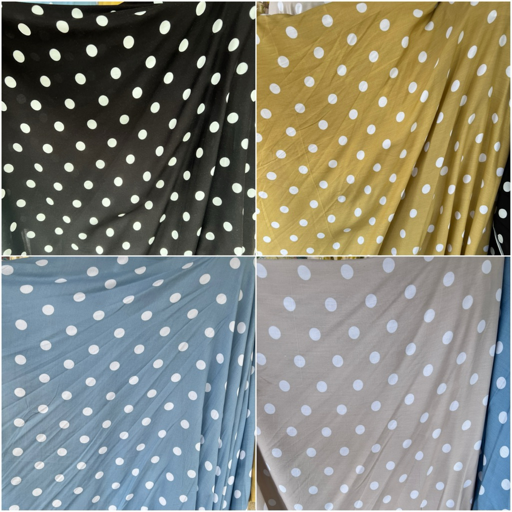 kain katun rayon motif polkadot | Rayon polkadot (harga setengah meter)