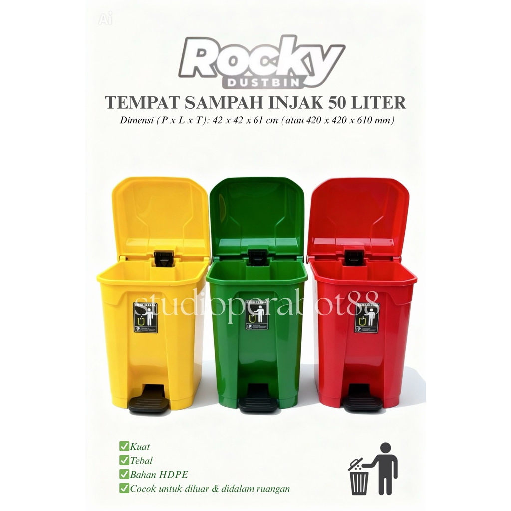 Tempat Sampah Injak Rocky 50Liter / Tempat Sampah Medis