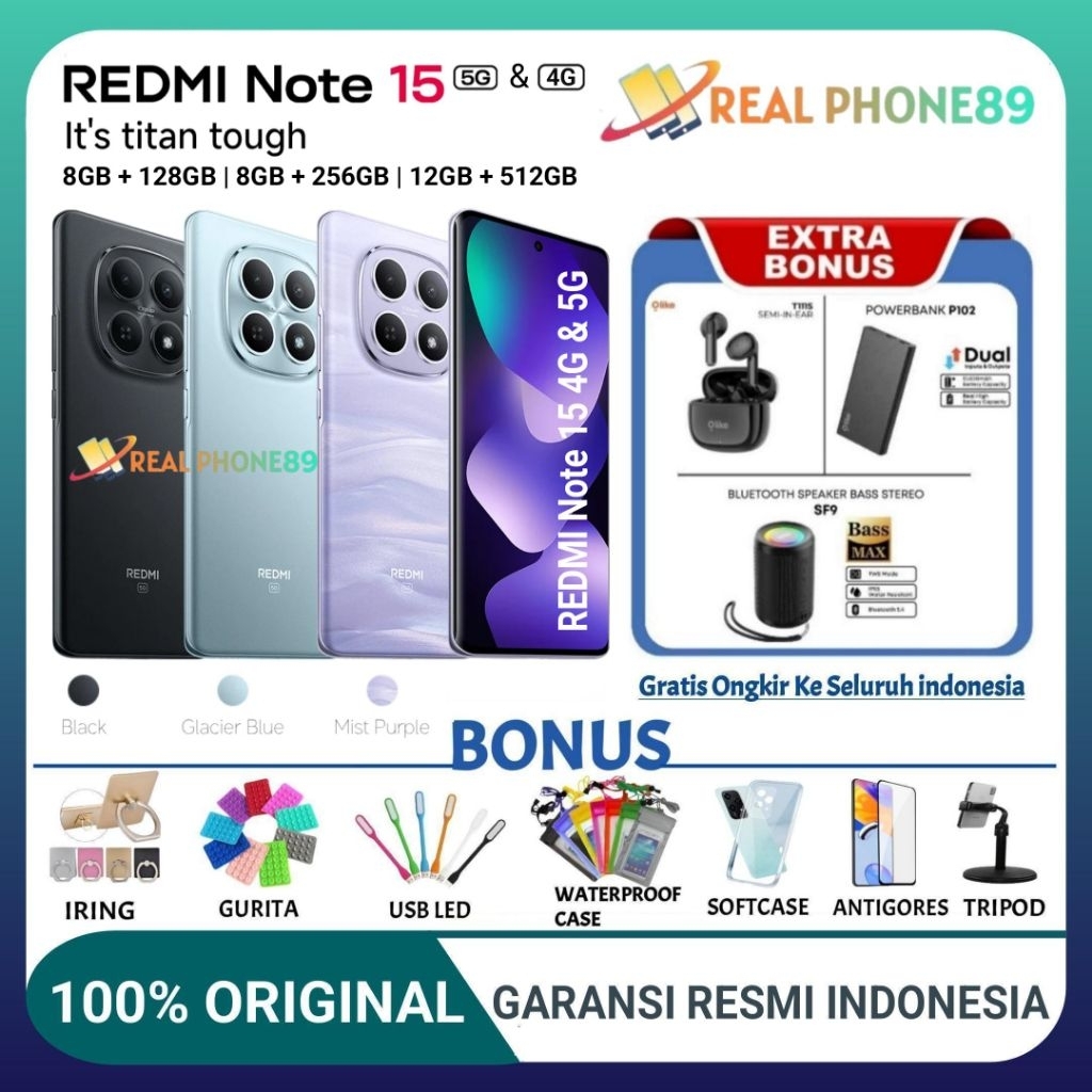 Xiaomi Redmi Note 15 4G 8GB+128GB | 8+256GB | Redmi Note 15 5G 8GB+256GB | 12GB+512GB Garansi Resmi 