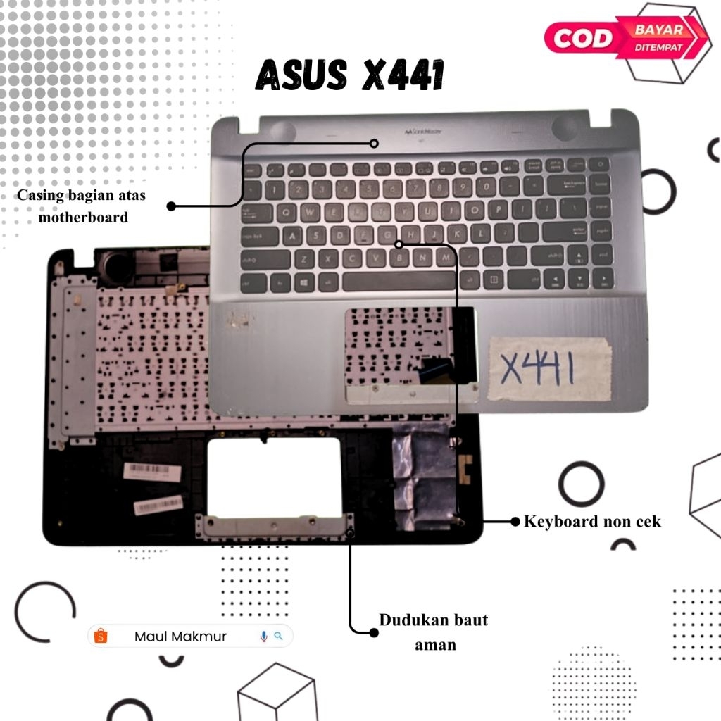 SECOND Casing Laptop Asus X441 X441N X441M X441S X441U | Casing C Bagian Atas Motherboard Laptop