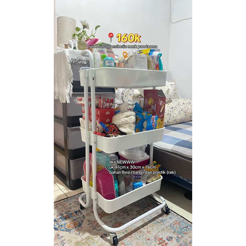 rak Pandaoma 3 susun aesthetic warna putih