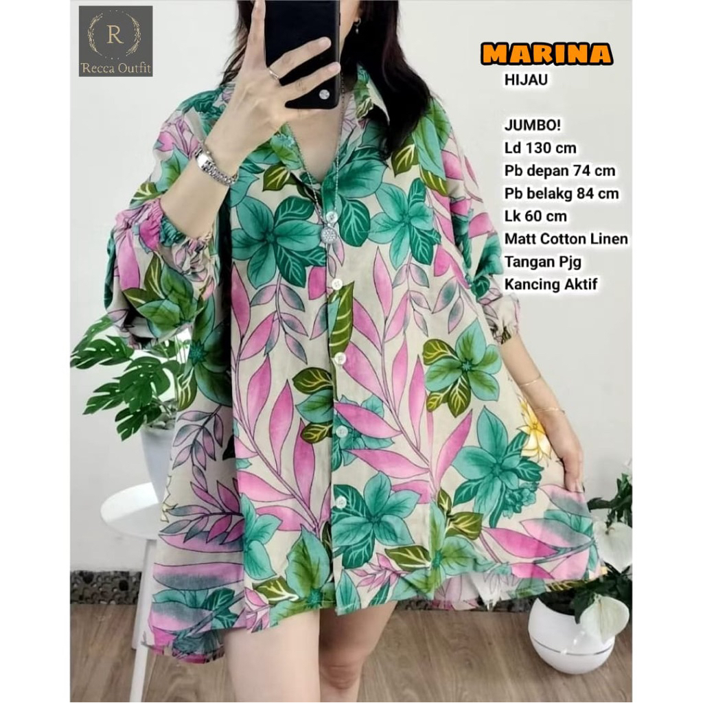 MARINA BLOUSE JUMBO XXXL LD 130 NORA BLOUSE RAYON BANGKOK IMPORT ORIGINAL BY MARSELA/ BY RECCA ATASA