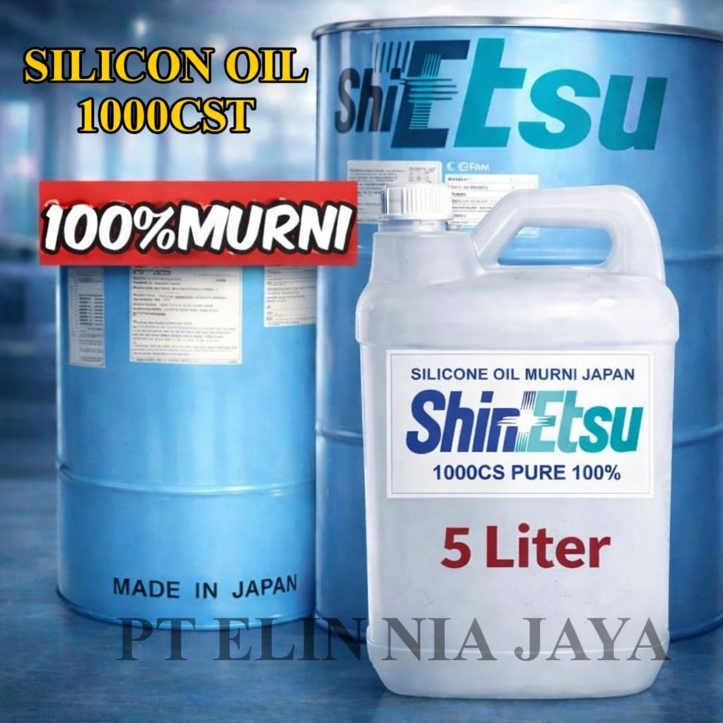 Silikon Oil Murni Shinetsu 5Liter Oryginal Japan 1000cps Bahan Semir Ban Mobil Minyak Treadmil Silik