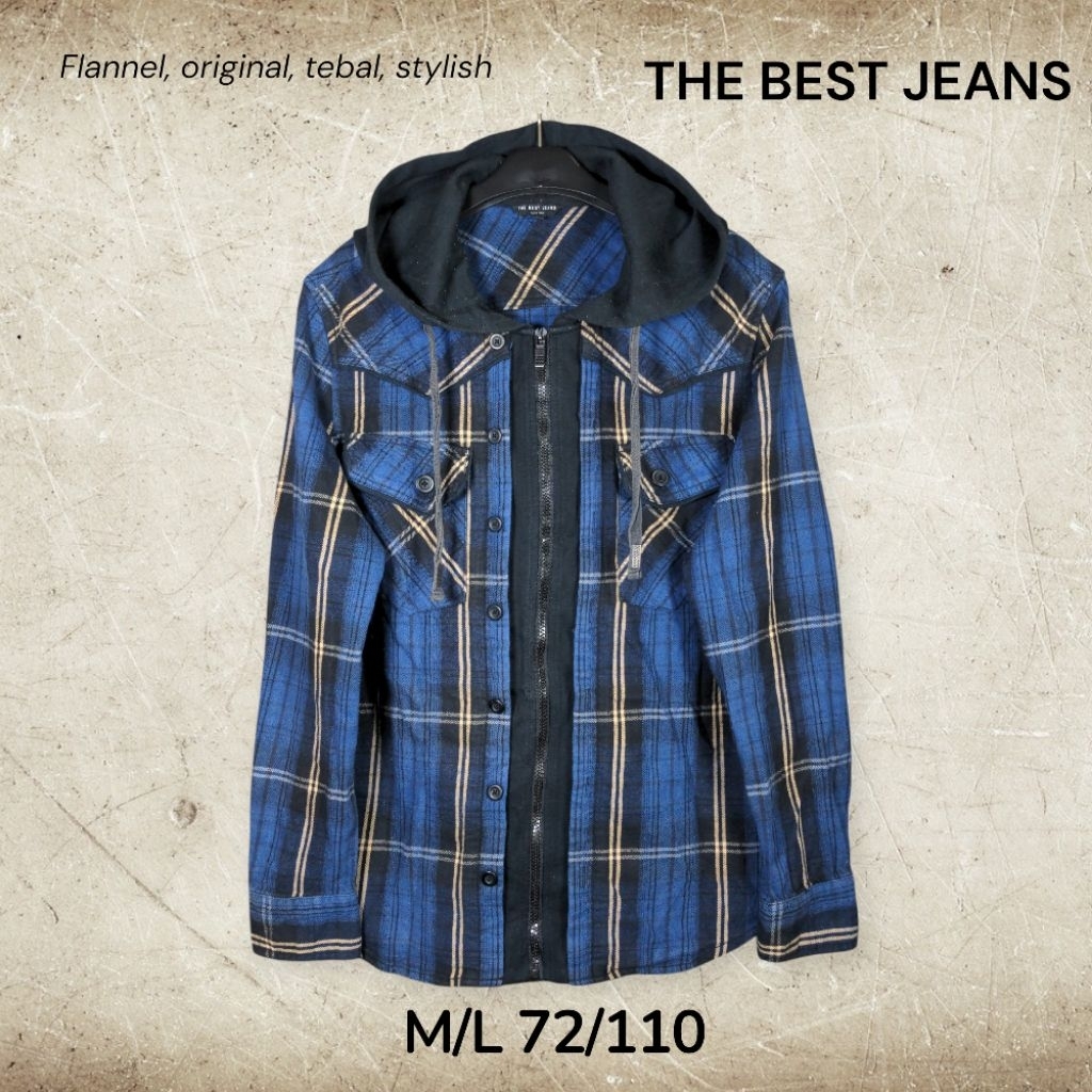 TBJ Nearby The Best Jeans Original Flannel Hoodie Jacket Size M L Kemeja Lengan Panjang motif kotak-