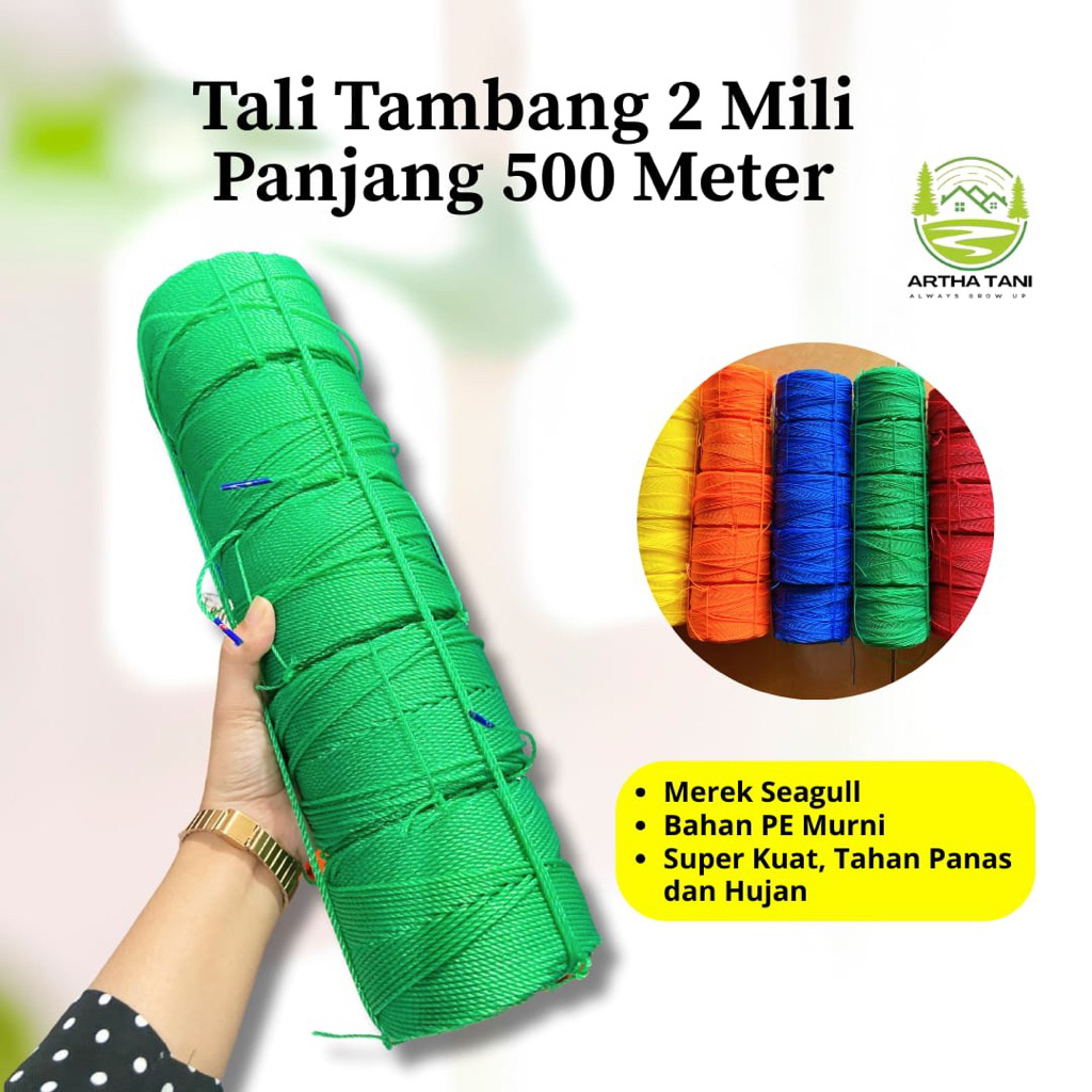Paket Tali Tambang 2mm Panjang 500 Murah-Tambang 2mm 1 Bendel Isi 5 Roll-Tambang 2 Mili Isi 5 Roll M
