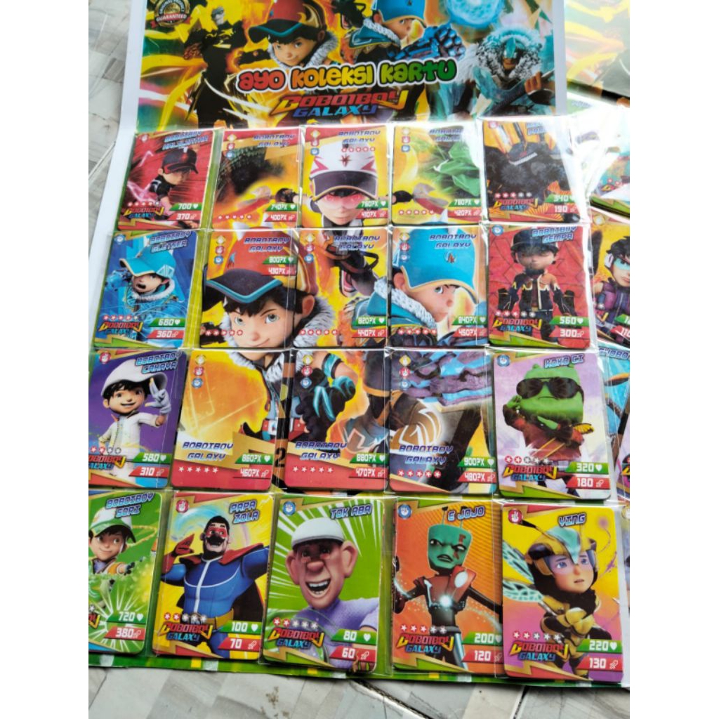 mainan kartu boboiboy viral 1 lembar isi 80 Kartu boboiboy