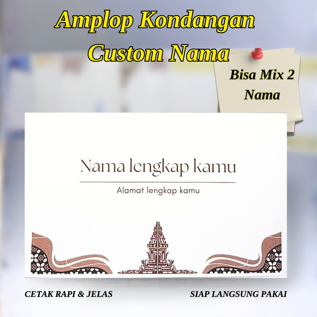 Amplop Kondangan Custom Nama Motif Batik