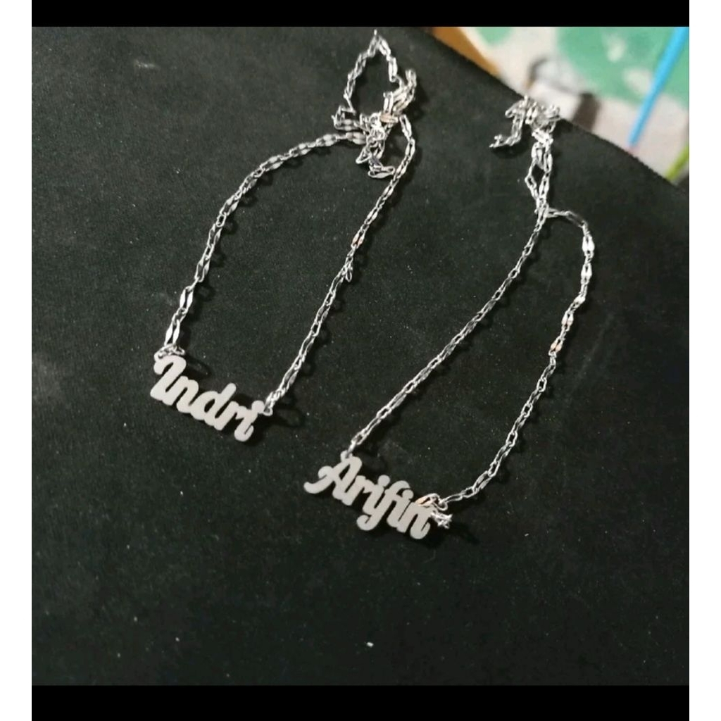 kalung nama titanium silver anak remaja dewasa