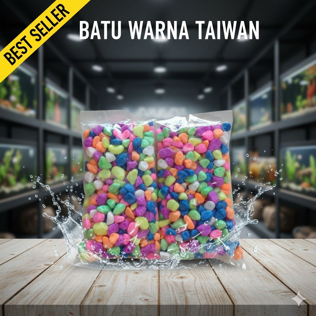 batu warna warni penghias dasar aquarium, batu warna warni taiwan