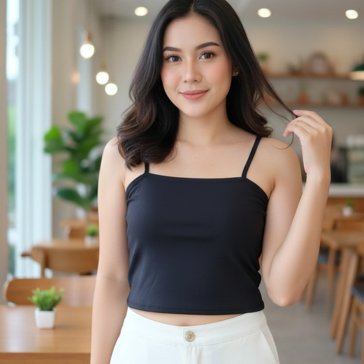Tanktop Crop Singlet Polos Bra Kemben Dalaman Wanita Tali Spaghetti Big Size Elastis Korean Style