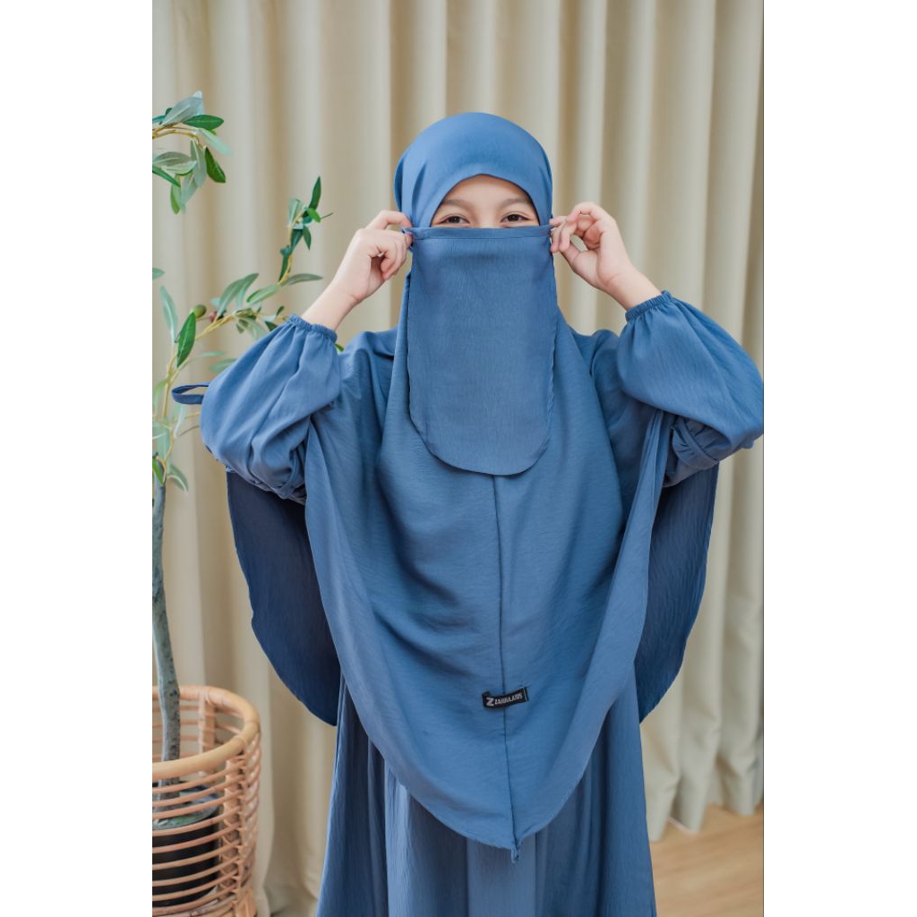 Gamis syar'i set hijab cadar anak perempuan usia 4 sampe 12 tahun terlaris