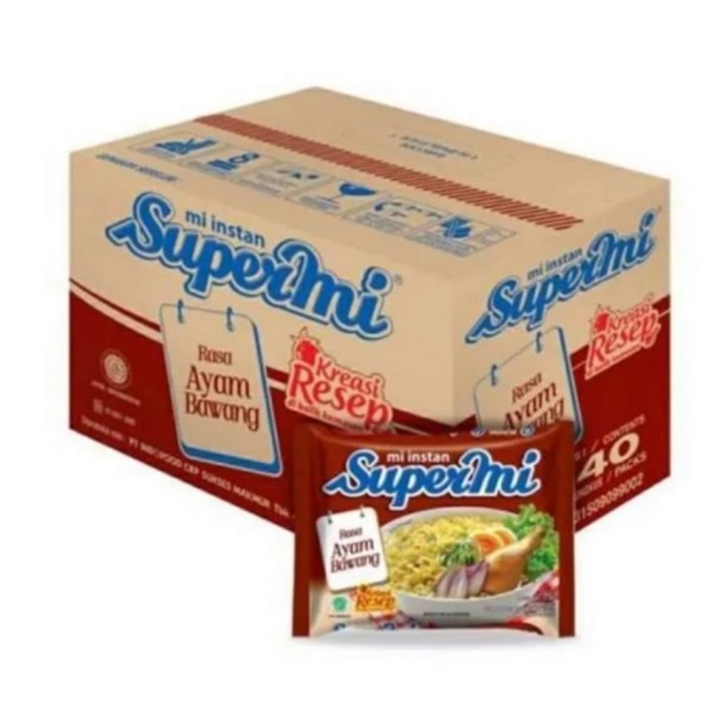 1 dus (40 bungkus) Supermi ayam bawang, mie instant kuah