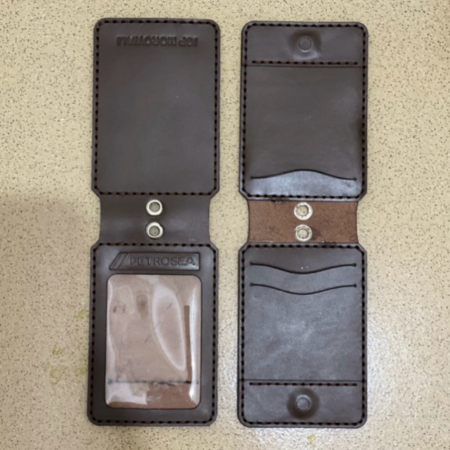 ID Card Holder Leather, Lanyard Kulit Asli Garut